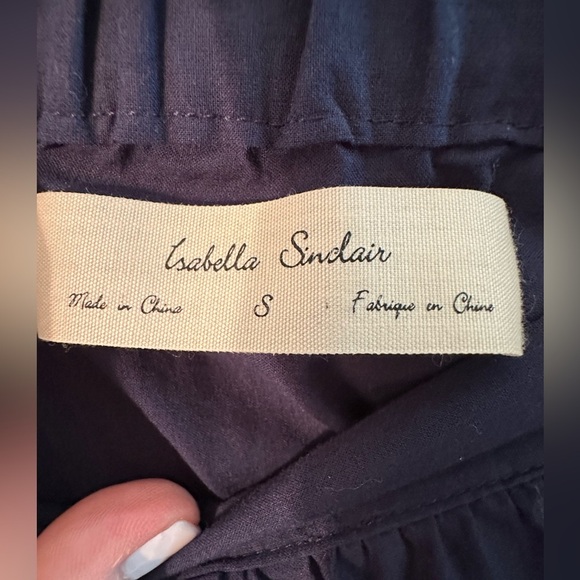 ANTHROPOLOGIE Isabella Sinclair S Navy Off Shoulder Eyelet Bell Sleeves ROMANTIC - Picture 12 of 13